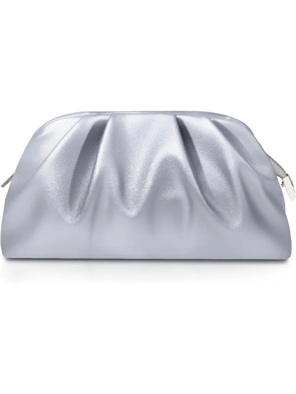 Women's Silver Soft Pleated Pu Clutch Purse Elegant Evening Wedding Bag